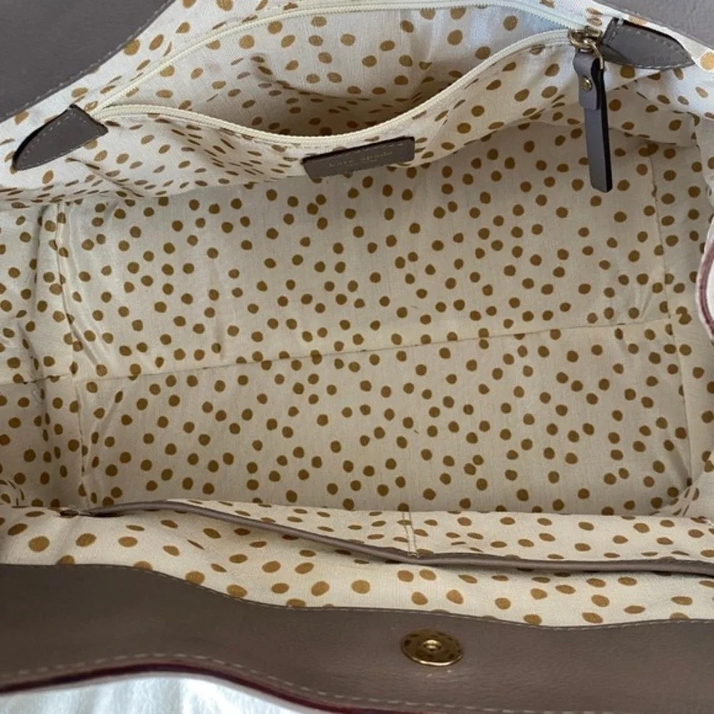 Kate Spade x Kent Stevie Alessandra Leather Satchel Bag Handbag Taupe Sleek‎ 90s